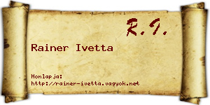 Rainer Ivetta névjegykártya